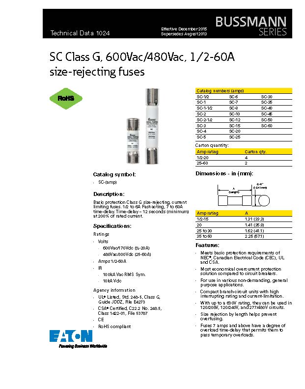 SC-20系列延时熔断器参数