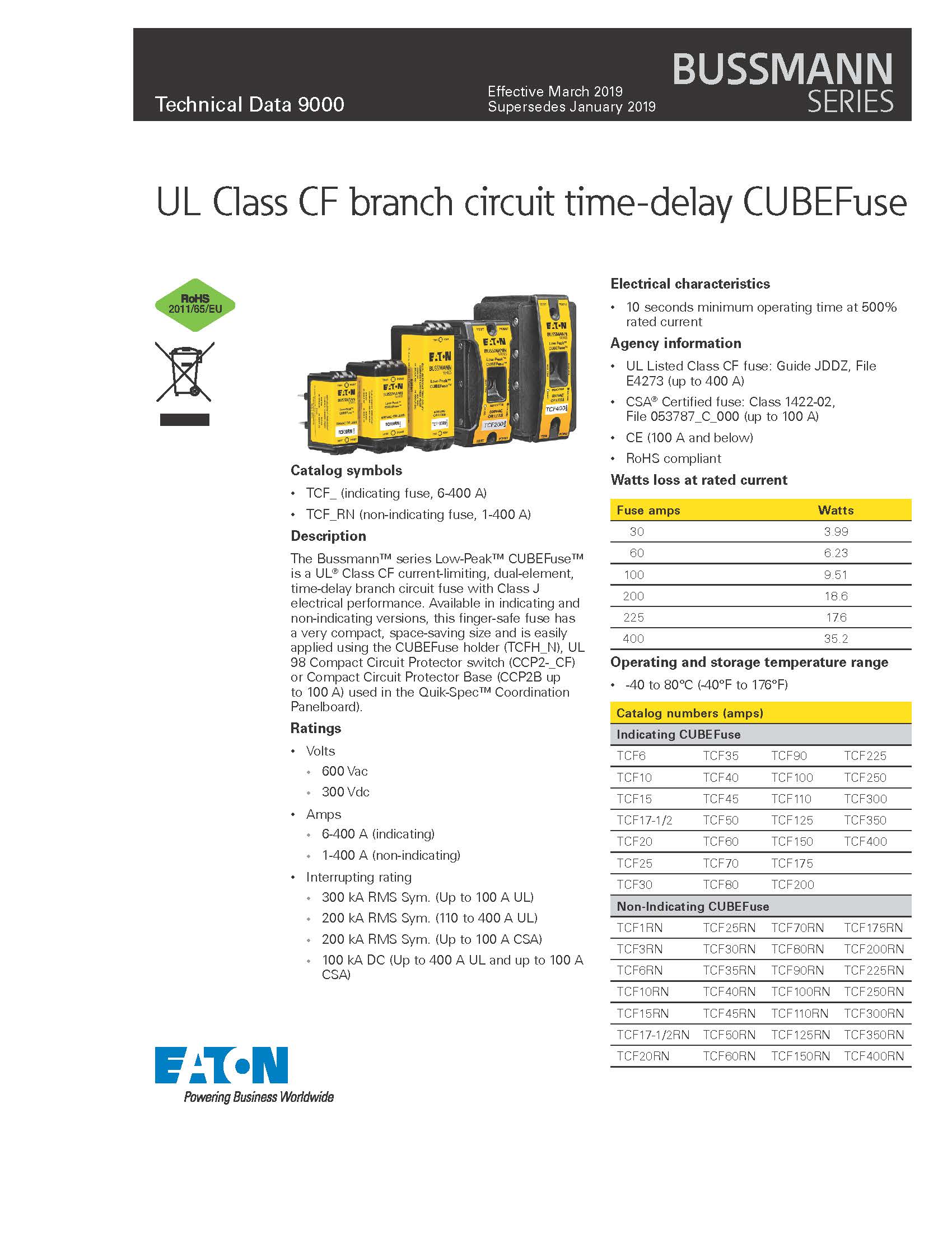 TCF系列延时通讯熔断器选型