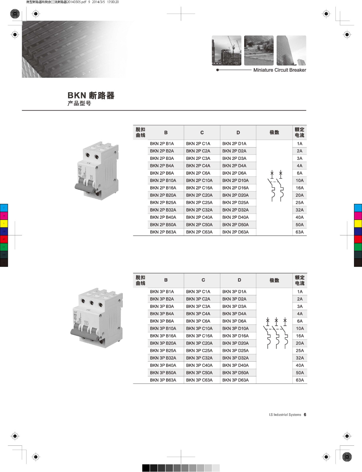 BKN系列微型断路器产品参数