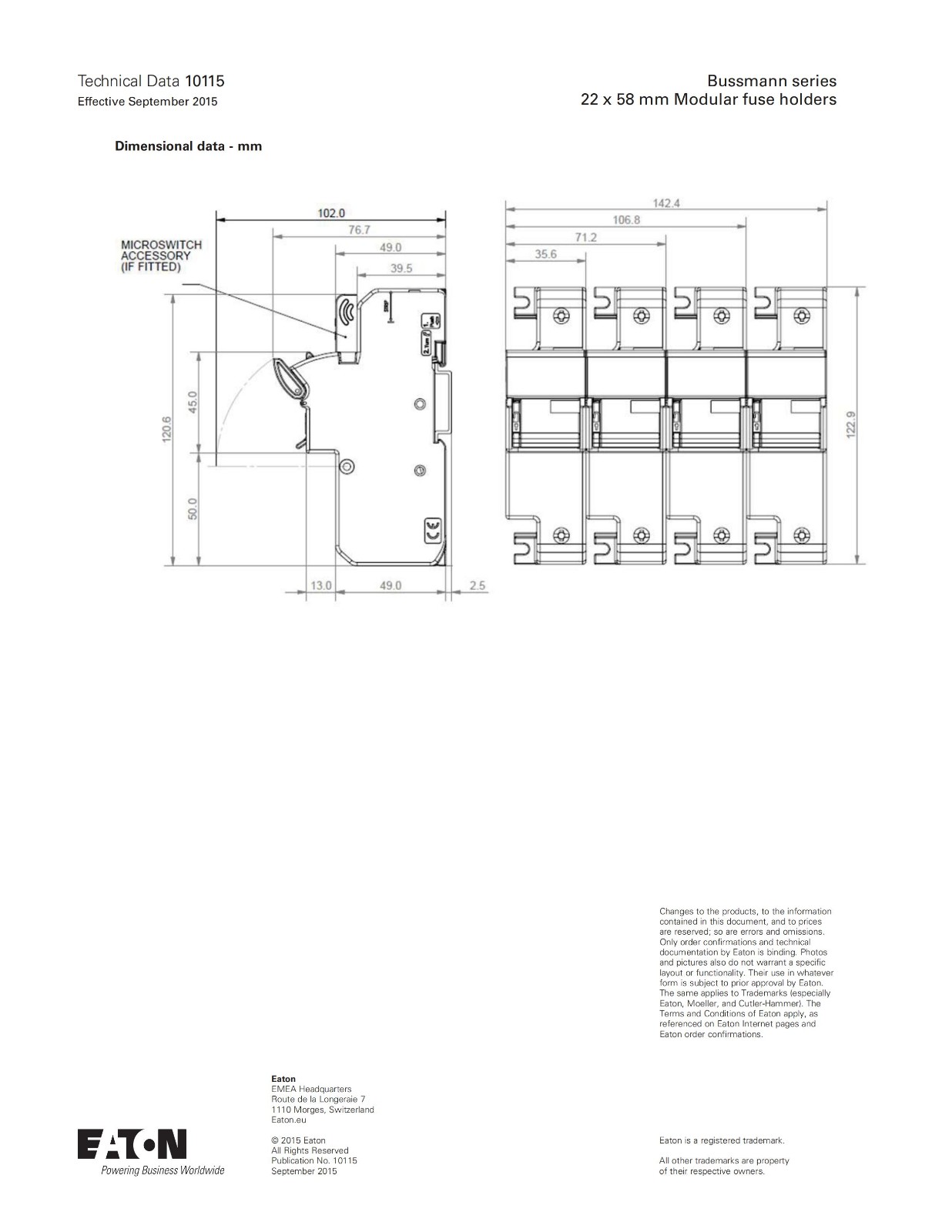 CH221DU系列熔断器座尺寸